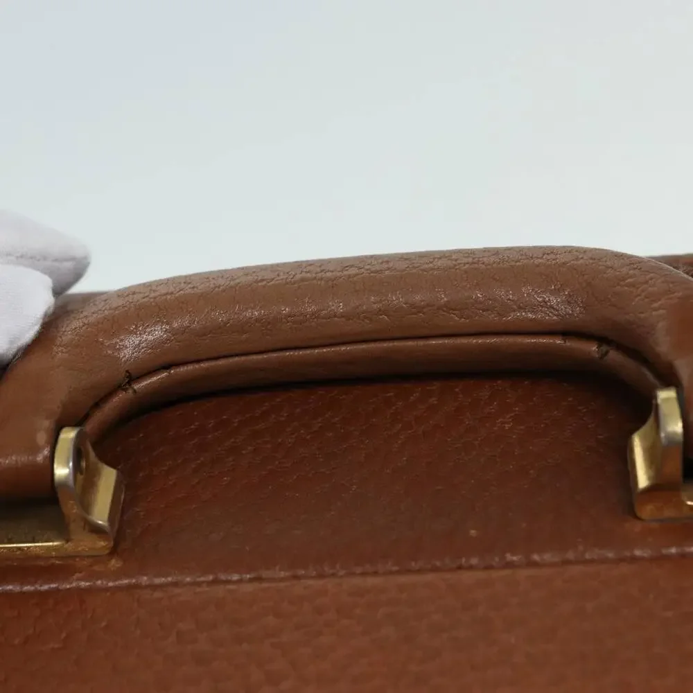 LOEWE Anagram Attache Case Trunk Leather Brown Gold